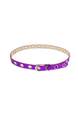 Belt metallic with Gold Color rings Purple PU 90 h5 